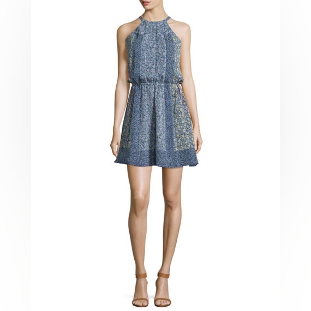 Joie Makana C Silk Blue Floral Print Dress Small